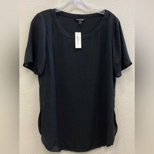 Banana Republic Classic Black Short Sleeve Blouse Gothic Grunge Careerwear Med #